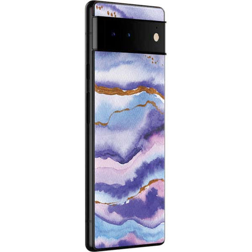 Blue Violet Watercolor Geode Google Pixel 6 Skin